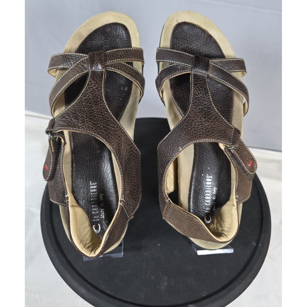 La Canadienne Womens Sandals 41 Brown Leather Slingback Made‎ In Italy Resort EU